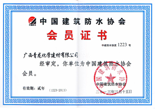 China National Building Waterproof Association Certificate