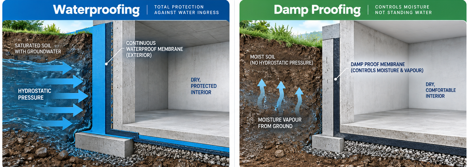 <strong> Waterproofing vs damp proofing - what's the difference?</strong>